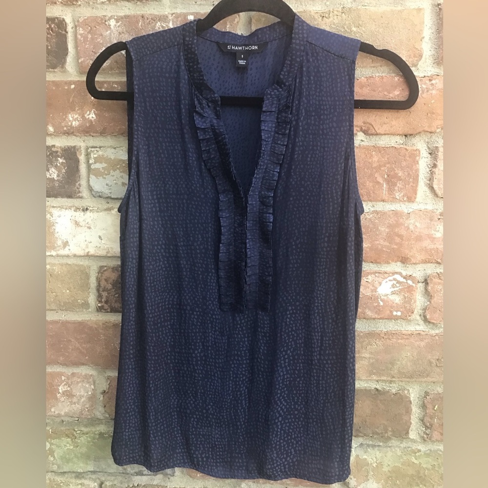 41 Hawthorn Navy Blue Ruffled Top size small